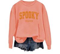 Spooky Season - Sudadera retro de Halloween para temporada espeluznante, camiseta casual con estampado de letras de Halloween, Hami naranja, 3XL