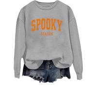 Spooky Season - Sudadera retro de Halloween para temporada espeluznante, camiseta casual con estampado de letras de Halloween, gris, 3XL