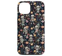 Spooky Skeletons in Dark Wildflowers Halloween Gothic Floral Carcasa para iPhone 13