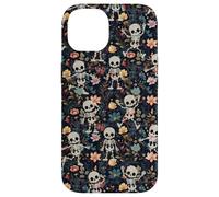 Spooky Skeletons in Dark Wildflowers Halloween Gothic Floral Carcasa para iPhone 14