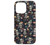 Spooky Skeletons in Dark Wildflowers Halloween Gothic Floral Carcasa para iPhone 14 Pro Max