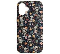 Spooky Skeletons in Dark Wildflowers Halloween Gothic Floral Carcasa para iPhone 16
