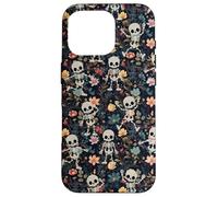 Spooky Skeletons in Dark Wildflowers Halloween Gothic Floral Carcasa para iPhone 16 Pro