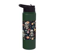 Spooky Skeletons in Dark Wildflowers Halloween Gothic Floral Stainless Steel Insulated Water Bottle