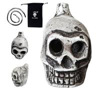 Spooky Skull Whistle - High Pittle Chilllek Whistle, Halloween Sound Effect Prop | Produce ruido de chillidos de perforación de orejas fuertes, construcción de cerámica con diseño de hoyos de cordón e
