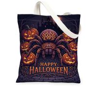 Spooky Spider - Bolsa de lona con cita de Halloween, 33 x 38 cm, Naranja