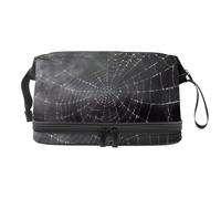 Spooky Spider Web - Neceser de doble capa para mujeres y niñas, neceser de viaje, bolsa organizadora de maquillaje con compartimento para brochas, multicolor, 27x15x14 cm/10.6x5.9x5.5 in, Neceser