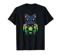 Spooky Summer Sandía Jack O Farol Kawaii Cat Camiseta