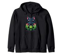 Spooky Summer Sandía Jack O Farol Kawaii Cat Sudadera con Capucha