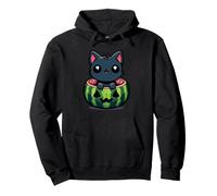 Spooky Summer Sandía Jack O Farol Kawaii Cat Sudadera con Capucha