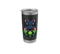 Spooky Summer Sandía Jack O Farol Kawaii Cat Vaso térmico de acero inoxidable de doble pared