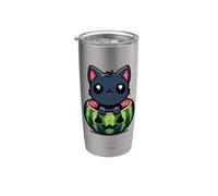 Spooky Summer Sandía Jack O Farol Kawaii Cat Vaso térmico de acero inoxidable de doble pared