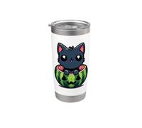 Spooky Summer Sandía Jack O Farol Kawaii Cat Vaso térmico de acero inoxidable de doble pared