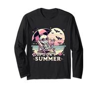 Spooky Summer Skeleton Halloween Vibes - Café Helado gótico Manga Larga