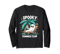 Spooky Summer Summerween Esqueleto Fantasma Playa Halloween Manga Larga