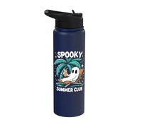 Spooky Summer Summerween Esqueleto Fantasma Playa Halloween Stainless Steel Insulated Water Bottle