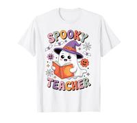 Spooky Teacher Halloween Party Women Teacher Ghost Camiseta