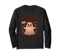 Spooky Teacher Lindo Fantasma Retro Divertido Profesor Halloween Manga Larga
