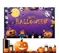 Spooky Theme Backdrop, Happy Halloween Banner, 70.87x43in Festive Photography Background, Versatile Reusable Fabric, Easy Hanging Party Decoration for Kids, Adults, Birthday, Home, Indoor