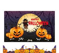 Spooky Theme Backdrop, Happy Halloween Banner, 70.87x43in Festive Photography Background, Versatile Reusable Fabric, Easy Hanging Party Decoration for Kids, Adults, Birthday, Home, Indoor