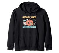 Spooky Vibes and That Nurse Life Lindo diseño de Calabaza Sudadera con Capucha