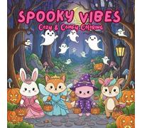 spooky vibes coloring book: A Cute and Creepy Halloween Coloring Book for Adults, Teens, Christmas Designs Simple, Cute Illustrations for Hygge and Relaxation