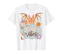 Spooky Vibes Halloween Cute Retro Bat Camiseta