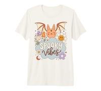 Spooky Vibes Halloween Cute Retro Bat Camiseta Premium
