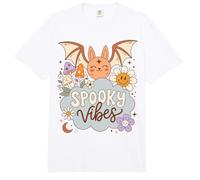 Spooky Vibes Halloween Cute Retro Bat Comfort Colors Adult Heavyweight T-Shirt