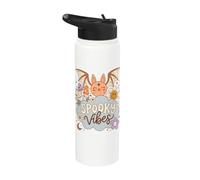 Spooky Vibes Halloween Cute Retro Bat Stainless Steel Insulated Water Bottle