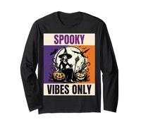 Spooky Vibes Only - Diseño Vintage de Bruja de Halloween Manga Larga