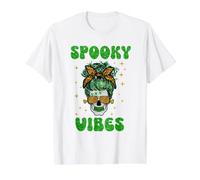 Spooky Vibes Scary Mom Skull Family Halloween Costume Camiseta gráfica económica, Hombre, Blanco, L