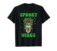 Spooky Vibes Scary Mom Skull Family Halloween Costume Camiseta gráfica económica, Hombre, Negro, XL