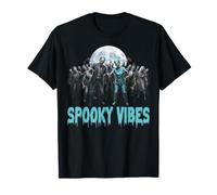 Spooky Vibes Zombies con Luna Llena Halloween Summerween Camiseta