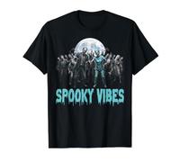 Spooky Vibes Zombies con Luna Llena Halloween Summerween Camiseta gráfica económica, Hombre, Negro, XL