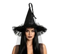 Spooky Witch Hat - Black Veil Halloween Costume Accessory