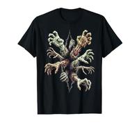 Spooky Zombie Manos Escapando Cofre Halloween Agrietado Camiseta gráfica económica