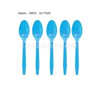 (Spoon-10pcs) Clown Plim cartoon theme children's birthday party supplies paper plates, paper cups, pull flags, knife, fork and spoon