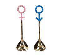 Spoon de pareja innovadora en forma de corazón de yizisecce, para cocina, para el hogar, para restaurante, acero inoxidable 304, diseño único, romántico, utensilio duradero (Oro rosa azul)