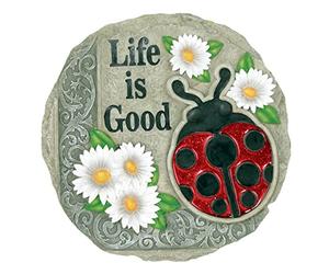 Spoontiques - Decoración de jardín - Life is Good Ladybird Stepping Stone - Piedra Decorativa para el jardín