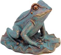 Spoontiques Estatua de jardín, Resina, Rana Verdigris, 7.25 Pulgadas de Ancho