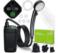 Spopal Ducha Portatil Camping, [Pantalla Temperatura] 6000mAh Recargable Ducha Camper, Modo de Doble Velocidad, Ducha Electrica para Acampar, Hacer Caminatas, Duchas para Perros