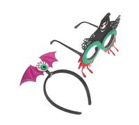 sporful Juego de lentes y diadema para el cabello de Halloween con marco de globo ocular inyectado en sangre y alas de murciélago