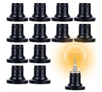 Sporgo 12 portalámparas E27: casquillo E27, casquillo plano E27, casquillo E27, adaptador universal para bombillas LED, casquillo de bajo consumo, color negro