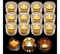 Sporgo 12 portavelas de cristal transparentes: vasos vintage para velas de té, portavelas de cristal, decoración de mesa, portavelas pequeñas transparentes, portavelas votivas para bodas, San