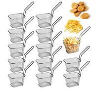 Sporgo 12 unidades de cestas para patatas fritas: cesta pequeña de acero inoxidable para patatas fritas, cesta para patatas fritas, aros de cebolla, pepitas de pollo - plata, YJB-FL0157-ZL02