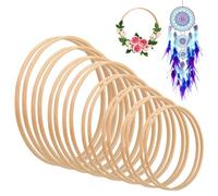 Sporgo 16 anillos de madera para manualidades, 8 tamaños, atrapasueños, anillo de madera, anillos de macramé, accesorios de madera de bambú, juego para atrapasueños, corona de boda, floristería,