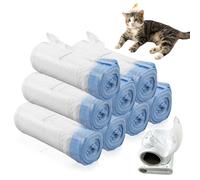 Sporgo 160 bolsas de basura con asa de transporte: 8 rollos de bolsas de arena para gatos, autolimpiables con cordones, bolsa para arena para gatos, bolsa de recambio para cambio de arena para gatos