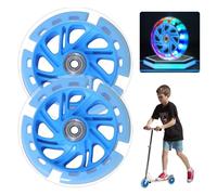 Sporgo 2 neumáticos para scooter: 100 mm, ruedas de repuesto para scooter, ruedas de PU LED, ruedas con rodamientos ABEC 9, juego de ruedas para todos los scooters con ruedas de 100 mm, color azul