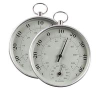 Sporgo 2 termómetros higrómetros: higrómetro de precisión de 10 cm, analógico, termómetro inalámbrico montado en la pared con ojal para colgar, termómetro higrómetro para interiores y exteriores